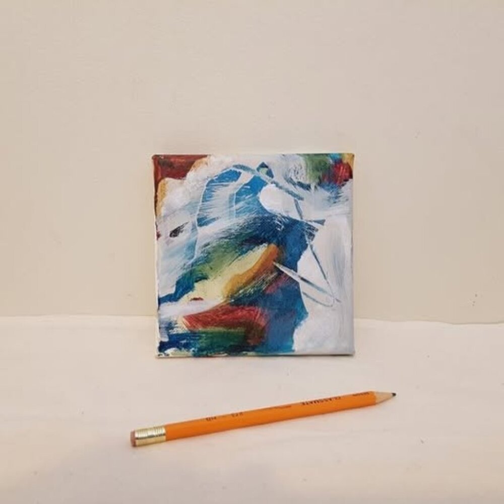 Original abstract acrylic painting on canvas. Size: 5 x 5 inches